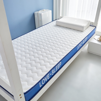 91家纺网 家纺一手货源 找家纺 喜她床垫 2025新款针织乳胶记忆海绵床垫（专版立体边，仿冒必究）-学生图波浪白蓝（6cm）