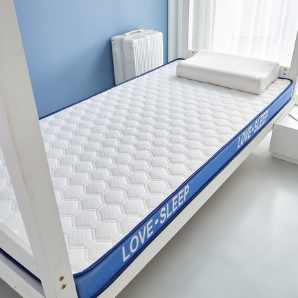 91家纺网 家纺一手货源 找家纺 喜她床垫 2025新款针织乳胶记忆海绵床垫（专版立体边，仿冒必究）-学生图格子白蓝（6cm）
