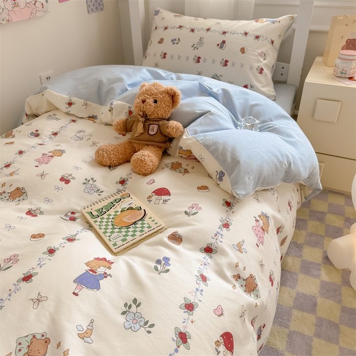 91家纺网 家纺一手货源 找家纺 简宜家居 2025新款40支全棉斜纹学生宿舍三件套 悦琳