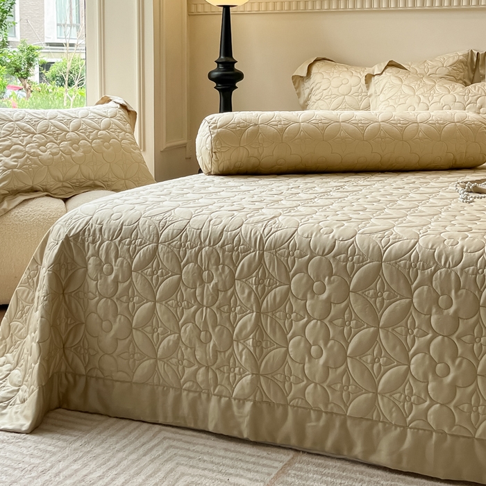 91家纺网 家纺一手货源 找家纺 若未家居 LOVEWE HOUSE 2025新款50S兰精天丝软凉席床盖三件套 香槟