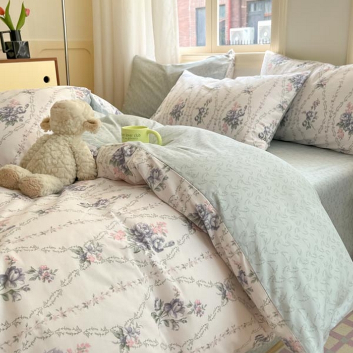 91家纺网 家纺一手货源 找家纺 晨希家居 2024新款全棉小清新印花四件套-系列二 花样年花