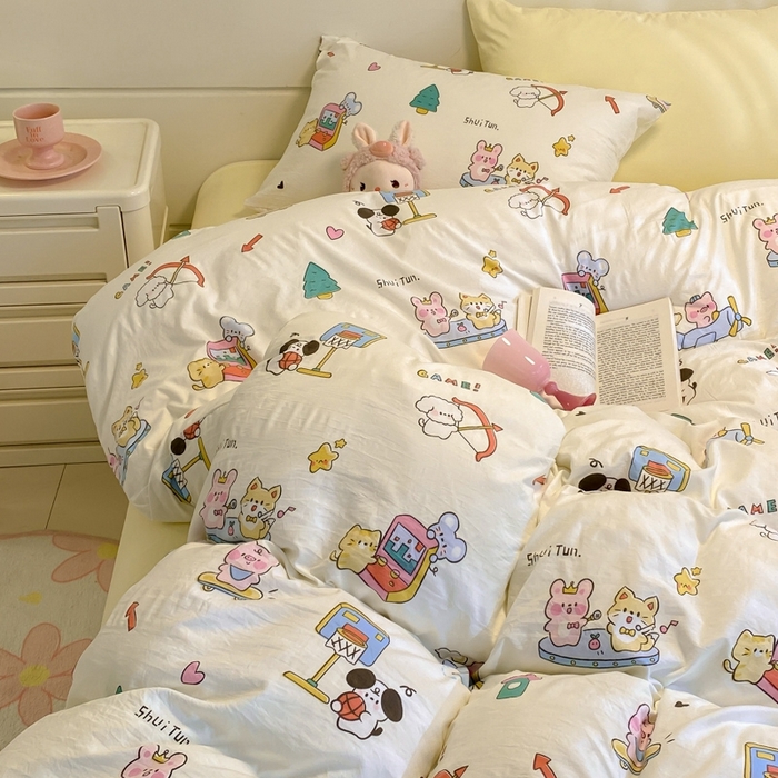 91家纺网 家纺一手货源 找家纺 海岛哥哥 2024新款超柔云朵棉ins风小红书花卉混搭系列四件套 混搭-欢乐园