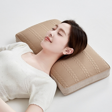 91家纺网 家纺一手货源 找家纺 乐可 2024新款立体针织棉荞麦枕 立体针织棉荞麦枕-咖