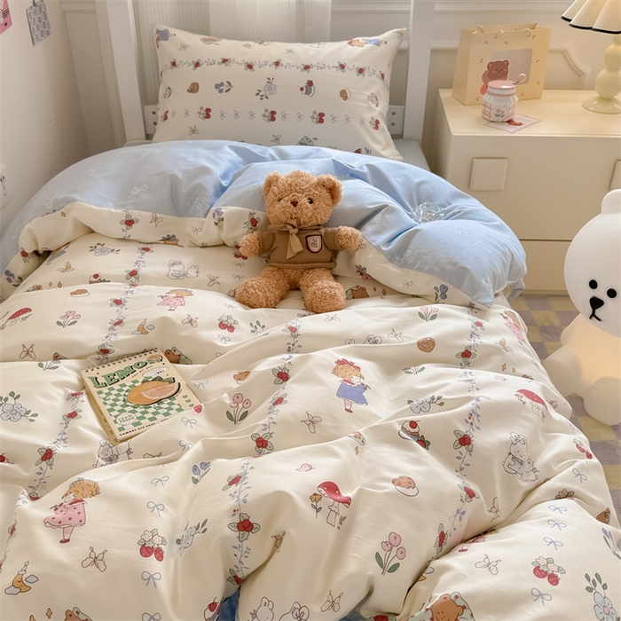 91家纺网 家纺一手货源 找家纺 简宜家居 2025新款40支全棉斜纹学生宿舍三件套 悦琳