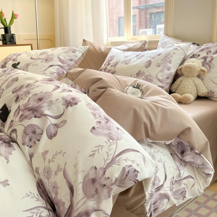 91家纺网 家纺一手货源 找家纺 晨希家居 2024新款全棉小清新印花四件套-系列二 暮风寻蝶