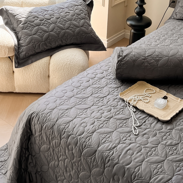 91家纺网 家纺一手货源 找家纺 若未家居 LOVEWE HOUSE 2025新款50S兰精天丝软凉席床盖三件套  玄灰