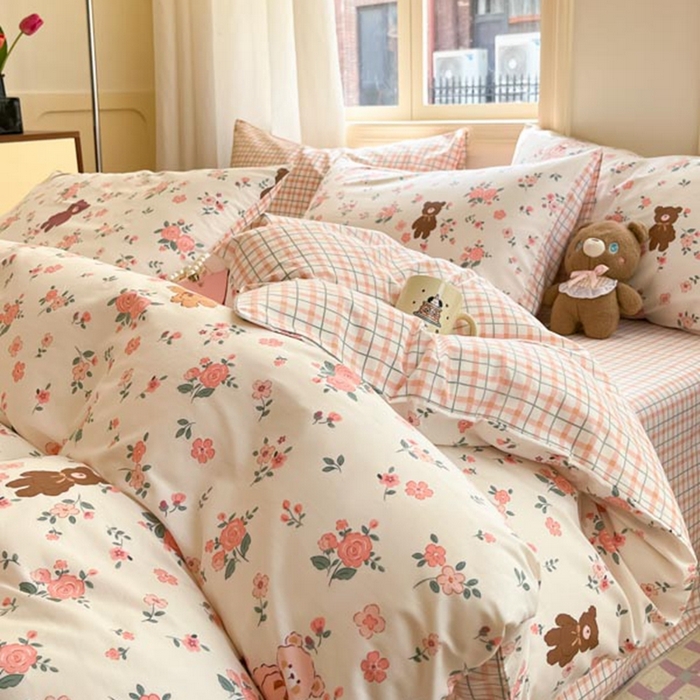 91家纺网 家纺一手货源 找家纺 晨希家居 2024新款全棉小清新印花四件套-系列二 花莹