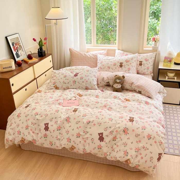 91家纺网 家纺一手货源 找家纺 晨希家居 2024新款全棉小清新印花四件套-系列二 花莹