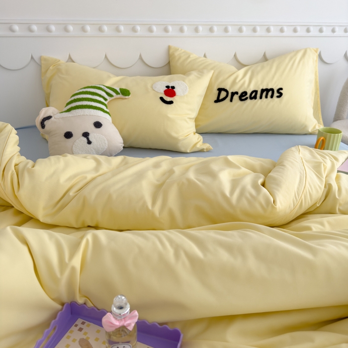 91家纺网 家纺一手货源 找家纺 曼谷家纺 新款软糯糯个性毛巾绣四件套磨毛床上用品水洗棉三件套件 马戏团-芝士蓝