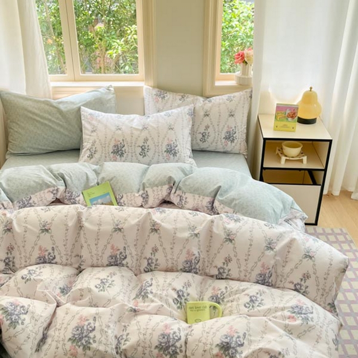 91家纺网 家纺一手货源 找家纺 晨希家居 2024新款全棉小清新印花四件套-系列二 花样年花