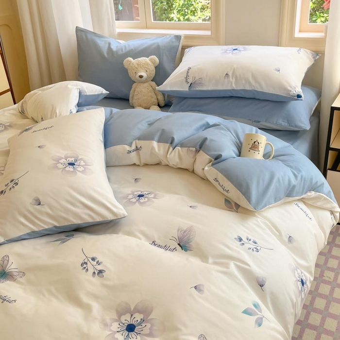 91家纺网 家纺一手货源 找家纺 晨希家居 2024新款全棉小清新印花四件套-系列二 香颂蝶舞