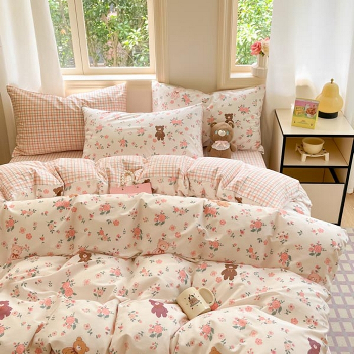 91家纺网 家纺一手货源 找家纺 晨希家居 2024新款全棉小清新印花四件套-系列二 花莹