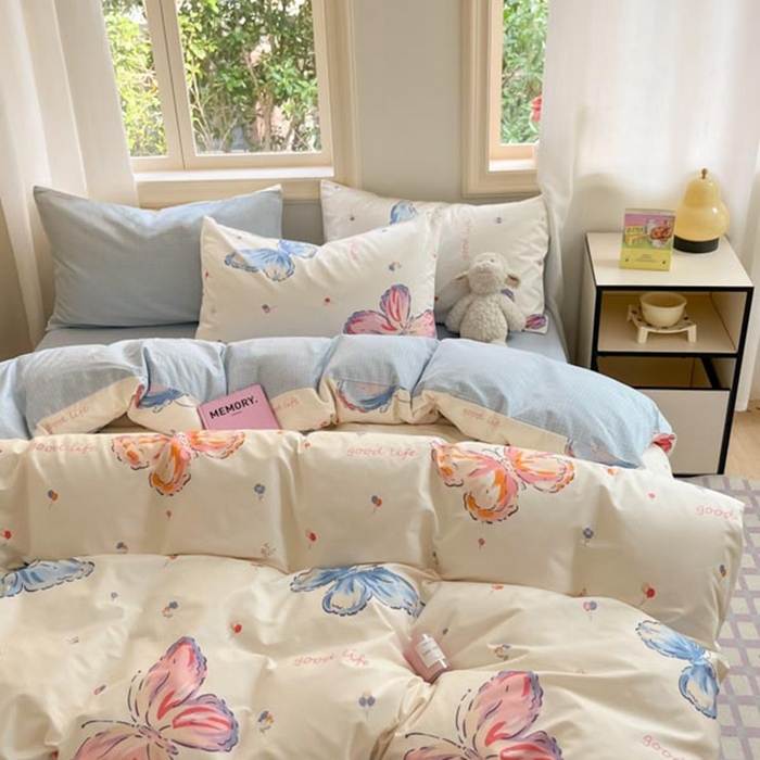 91家纺网 家纺一手货源 找家纺 晨希家居 2024新款全棉小清新印花四件套-系列二 自然之翼