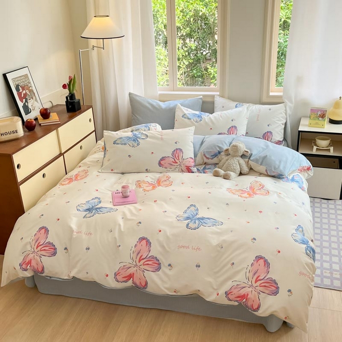 91家纺网 家纺一手货源 找家纺 晨希家居 2024新款全棉小清新印花四件套-系列二 自然之翼