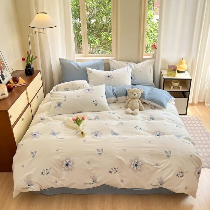 91家纺网 家纺一手货源 找家纺 晨希家居 2024新款全棉小清新印花四件套-系列二 香颂蝶舞