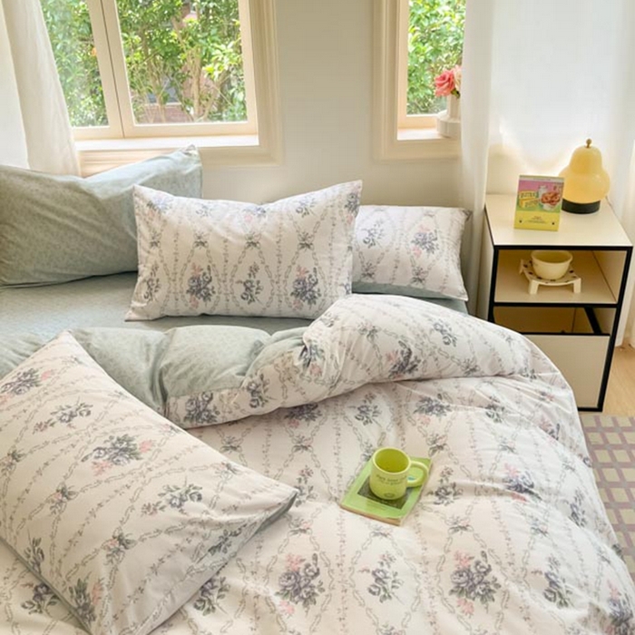 91家纺网 家纺一手货源 找家纺 晨希家居 2024新款全棉小清新印花四件套-系列二 花样年花