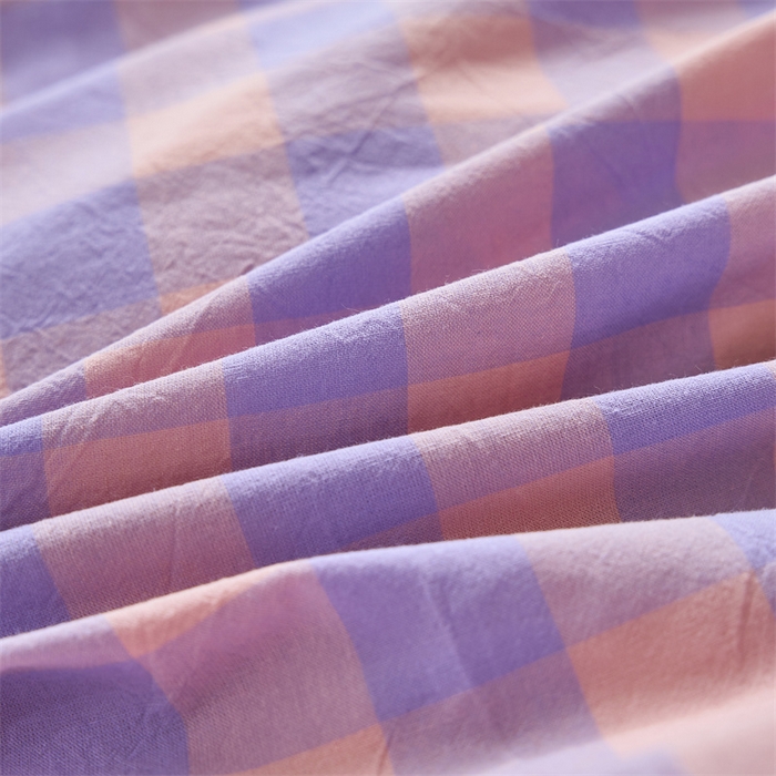 91家纺网 家纺一手货源 找家纺 三沁 2024新款全棉色织水洗棉开学季学生六件套 香芋紫中格