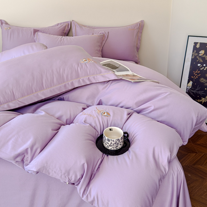 91家纺网 家纺一手货源 找家纺 可思家纺 2024新款云锦棉绣花四件套 鎏金岁月-优雅紫