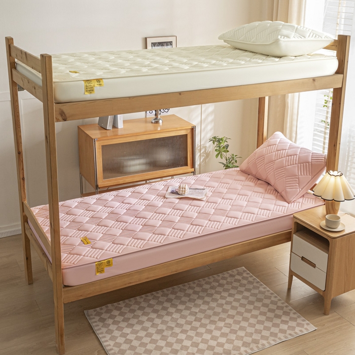 91家纺网 家纺一手货源 找家纺 芬晴 2024新款A类抗菌大豆夹棉学生床笠夹棉床笠宿舍床笠跨境电商外贸床笠 旋律-豆沙粉