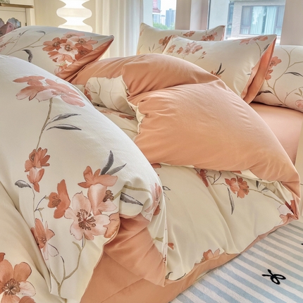 91家纺网 家纺一手货源 找家纺 （总）仟网汇 2024秋季新款提花针织棉圆角吊边床单四件套三件套