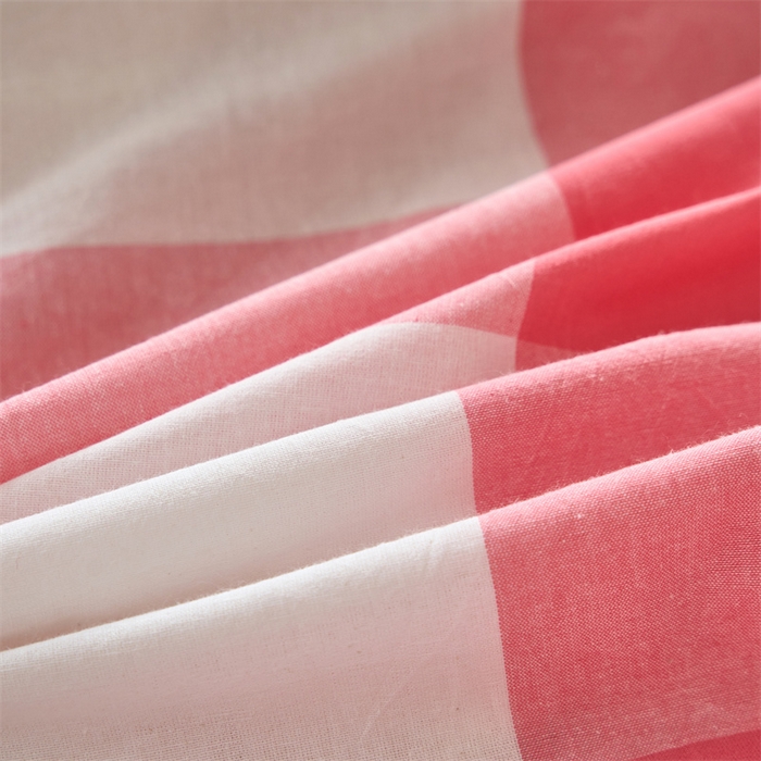 91家纺网 家纺一手货源 找家纺 三沁 2024新款全棉色织水洗棉开学季学生六件套 粉白大格