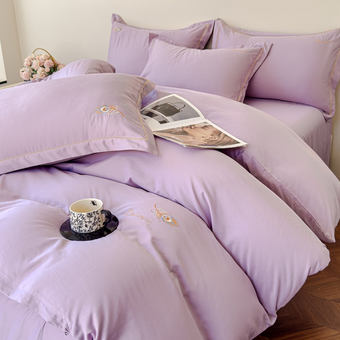 91家纺网 家纺一手货源 找家纺 可思家纺 2024新款云锦棉绣花四件套 鎏金岁月-优雅紫