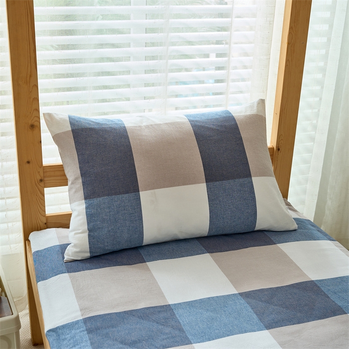 91家纺网 家纺一手货源 找家纺 三沁 2024新款全棉色织水洗棉开学季学生六件套 蓝大格