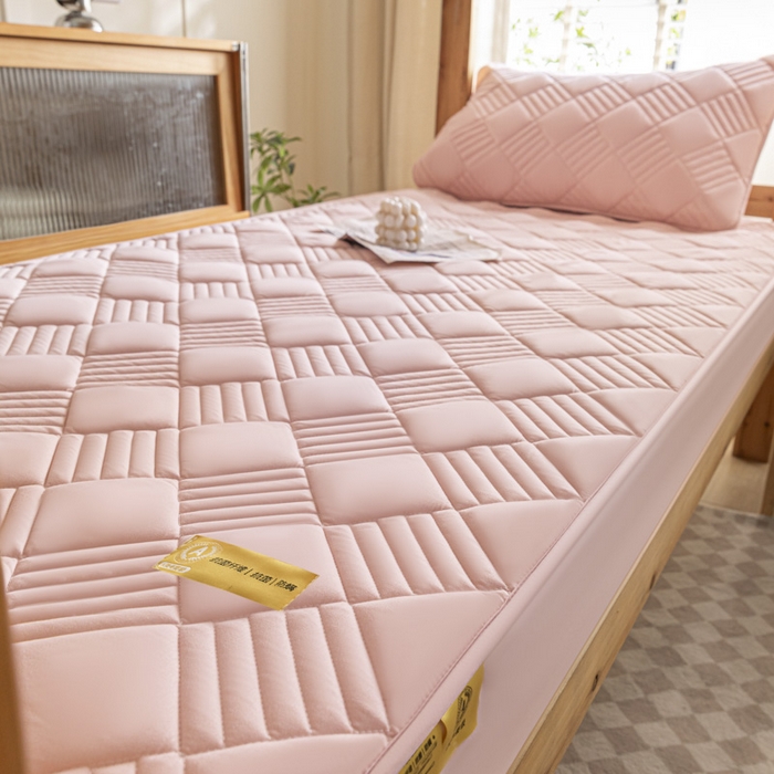 91家纺网 家纺一手货源 找家纺 芬晴 2024新款A类抗菌大豆夹棉学生床笠夹棉床笠宿舍床笠跨境电商外贸床笠 旋律-豆沙粉