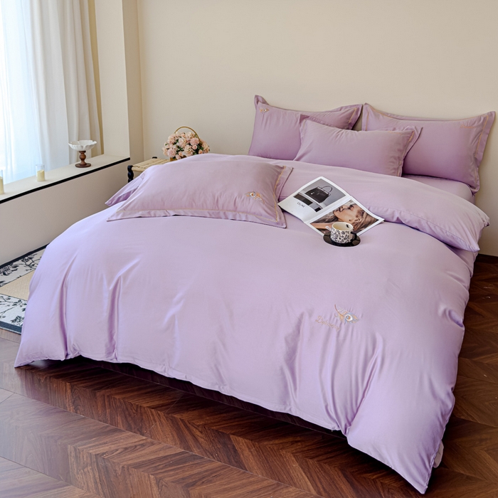 91家纺网 家纺一手货源 找家纺 可思家纺 2024新款云锦棉绣花四件套 鎏金岁月-优雅紫