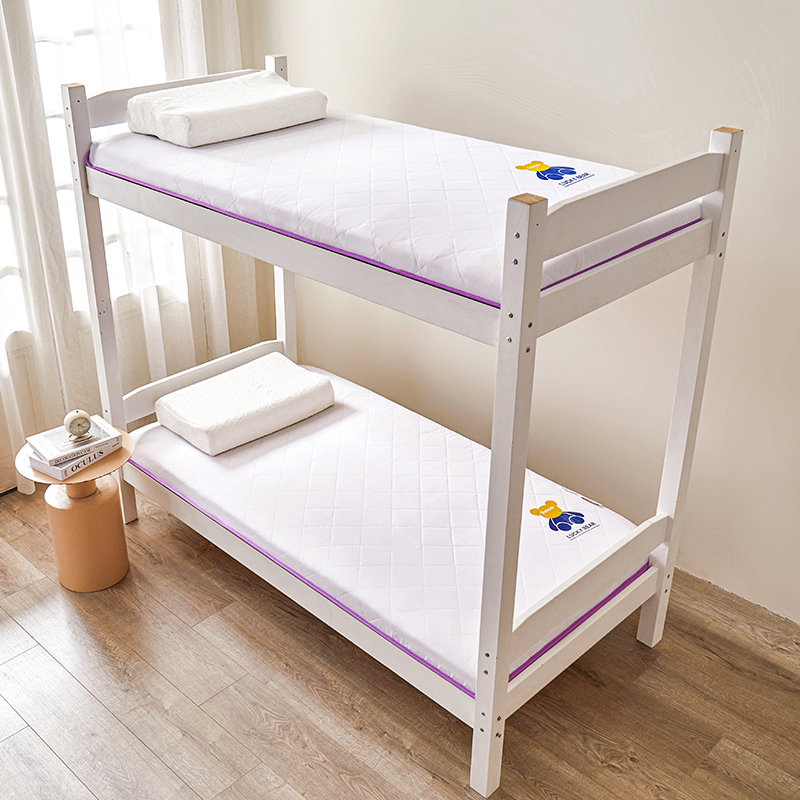 91家纺网 家纺一手货源 找家纺 瑶瑶家居床垫 2024新款水洗棉学生床垫 小熊白-紫边