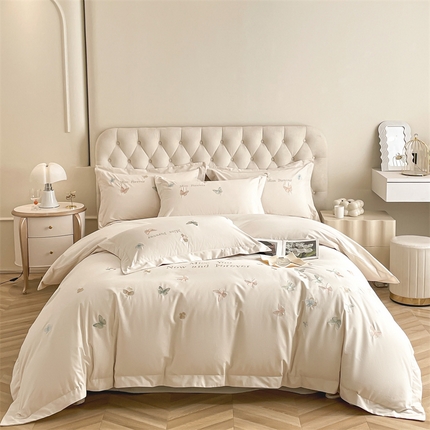 91家纺网 家纺一手货源 找家纺 （总）梧桐家居 2024新款60支全棉磨毛四件套-蝶羽