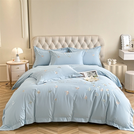 91家纺网 家纺一手货源 找家纺 （总）梧桐家居 2024新款60支全棉磨毛四件套-蝶羽