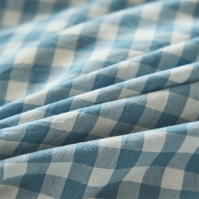 91家纺网 家纺一手货源 找家纺 三沁 2024新款全棉色织水洗棉开学季学生六件套 蓝小格