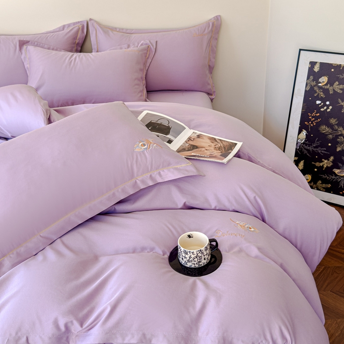 91家纺网 家纺一手货源 找家纺 可思家纺 2024新款云锦棉绣花四件套 鎏金岁月-优雅紫