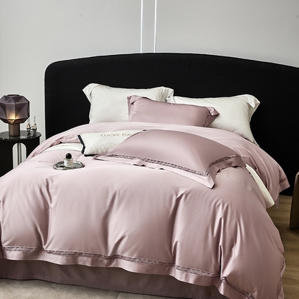 91家纺网 家纺一手货源 找家纺 时亿家居 2024新款140支天丝棉四件套-西西里 西西里 藕荷色