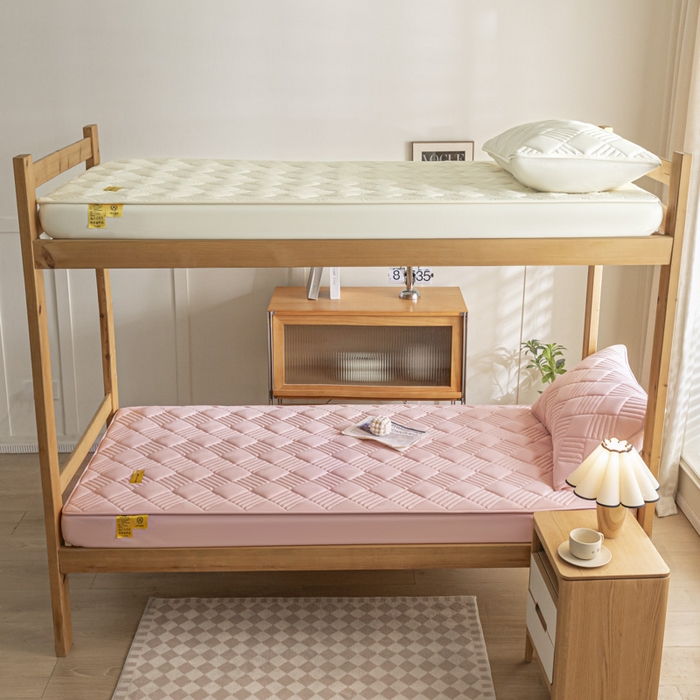 91家纺网 家纺一手货源 找家纺 芬晴 2024新款A类抗菌大豆夹棉学生床笠夹棉床笠宿舍床笠跨境电商外贸床笠 旋律-豆沙粉