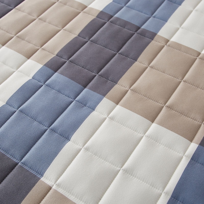 91家纺网 家纺一手货源 找家纺 暖季家纺 2025新款A类全棉无印风棉花床垫系列成人款 蓝大格