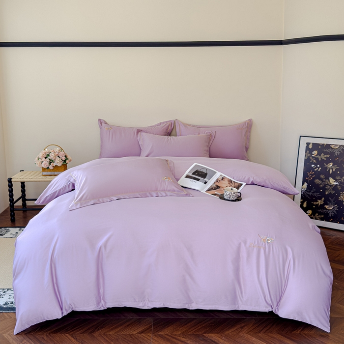 91家纺网 家纺一手货源 找家纺 可思家纺 2024新款云锦棉绣花四件套 鎏金岁月-优雅紫