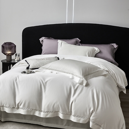 91家纺网 家纺一手货源 找家纺 时亿家居 2024新款140支天丝棉四件套-西西里 西西里 高级白