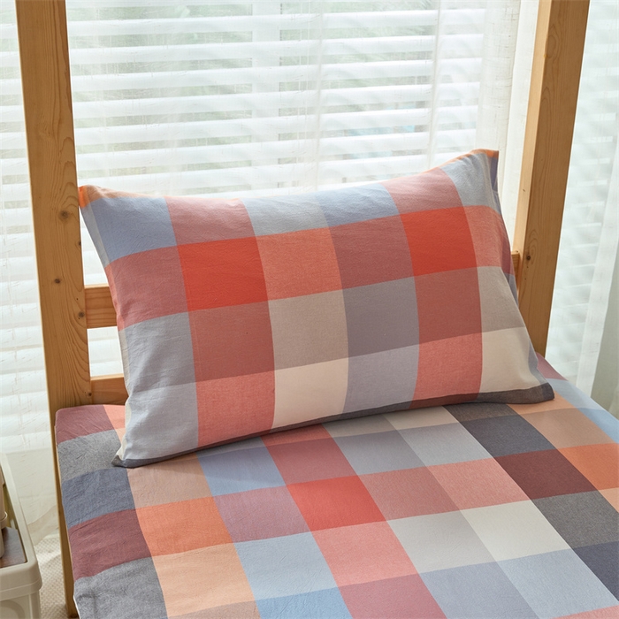 91家纺网 家纺一手货源 找家纺 三沁 2024新款全棉色织水洗棉开学季学生六件套 英伦桔