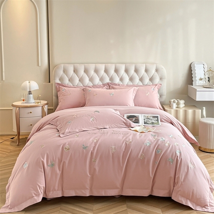 91家纺网 家纺一手货源 找家纺 （总）梧桐家居 2024新款60支全棉磨毛四件套-蝶羽