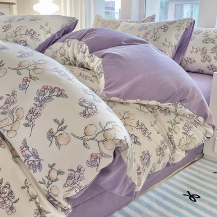 91家纺网 家纺一手货源 找家纺 （总）仟网汇 2024秋季新款提花针织棉圆角吊边床单四件套三件套