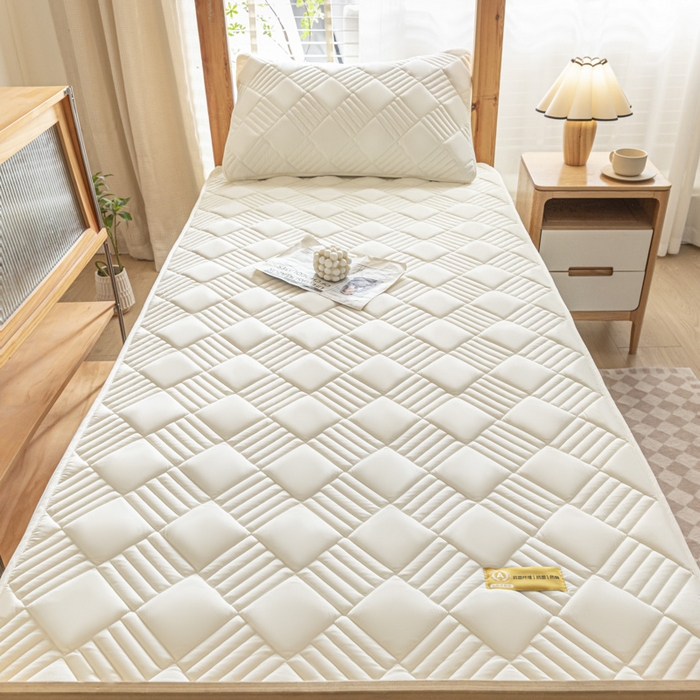 91家纺网 家纺一手货源 找家纺 芬晴 2024新款A类抗菌大豆夹棉学生床笠夹棉床笠宿舍床笠跨境电商外贸床笠 旋律-米白