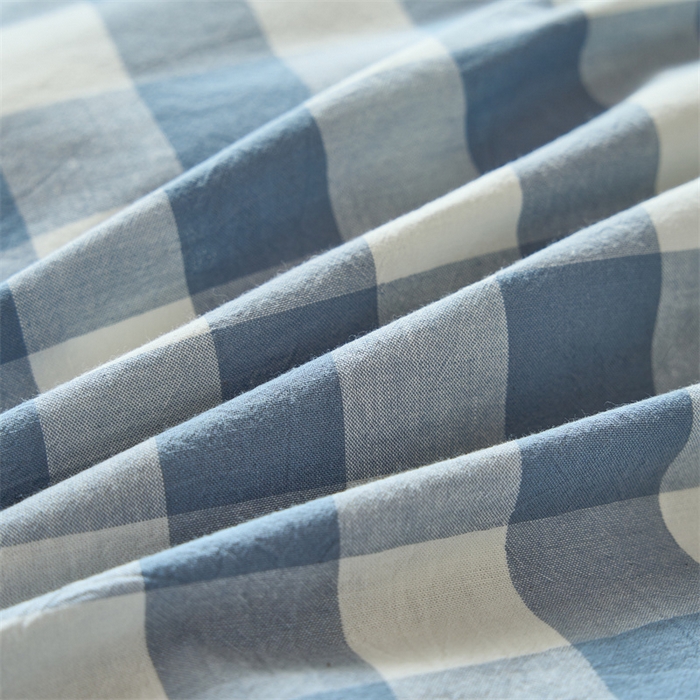 91家纺网 家纺一手货源 找家纺 三沁 2024新款全棉色织水洗棉开学季学生六件套 蓝白中格