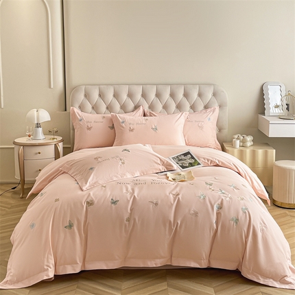 91家纺网 家纺一手货源 找家纺 （总）梧桐家居 2024新款60支全棉磨毛四件套-蝶羽