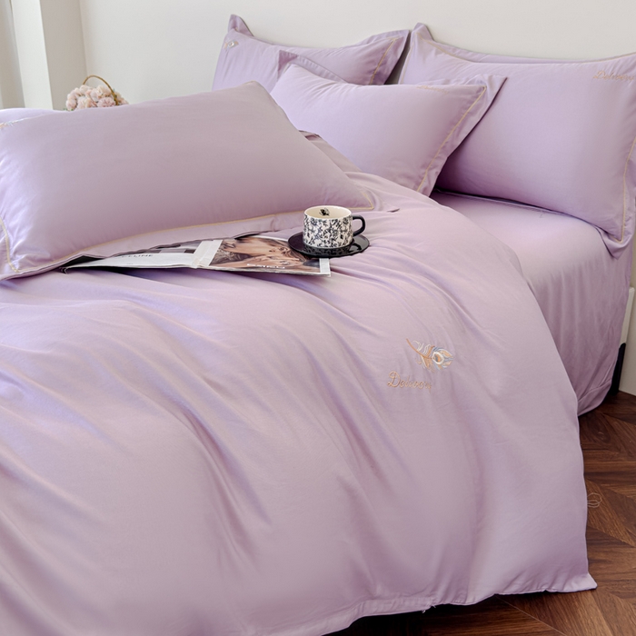 91家纺网 家纺一手货源 找家纺 可思家纺 2024新款云锦棉绣花四件套 鎏金岁月-优雅紫