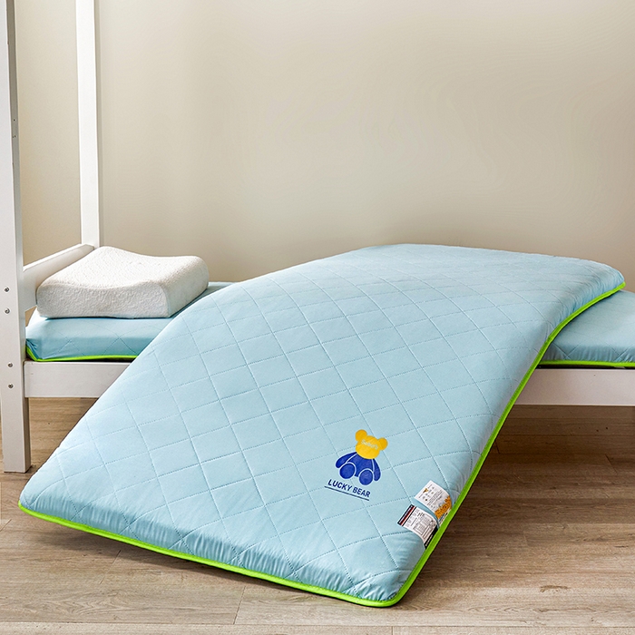 91家纺网 家纺一手货源 找家纺 瑶瑶家居床垫 2024新款水洗棉学生床垫 小熊蓝-绿边