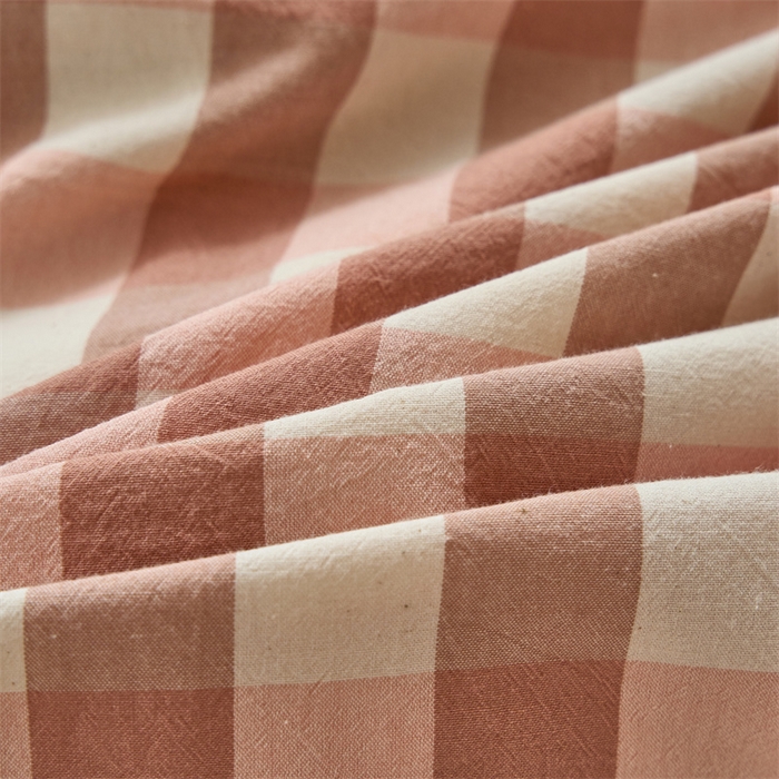 91家纺网 家纺一手货源 找家纺 三沁 2024新款全棉色织水洗棉开学季学生六件套 粉白中格