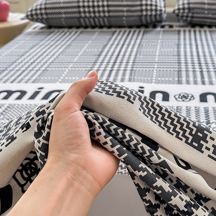 91家纺网 家纺一手货源 找家纺 晓时候 2025新款原棉老粗布床单印花凉席三件套软凉席 潮流米兰