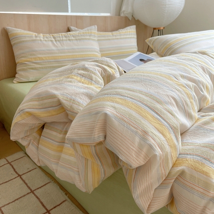 91家纺网 家纺一手货源 找家纺 艾咪-Amy ntmy 2024新款学生季宿舍床全棉色织水洗棉三件套 西蒙黄
